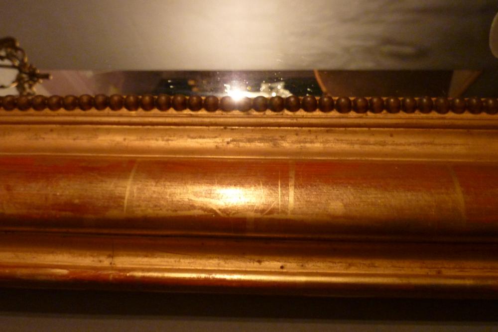 French Antique Mirror/detail of panelling.